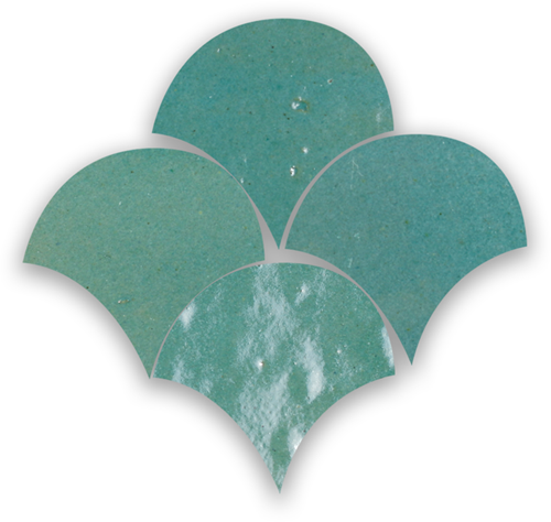Zellige Vert Gris Poisson Echelles 5x5cm