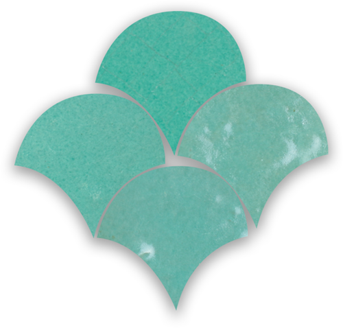 Zellige Vert Turquoise Poisson Echelles 5x5cm