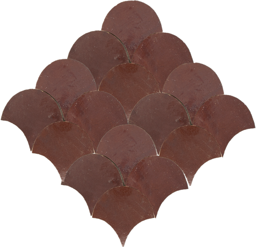 Zellige Aubergine Clair Poisson Echelles 5x5cm