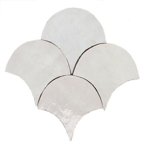 Zellige Blanc Poisson Echelles 10x10cm