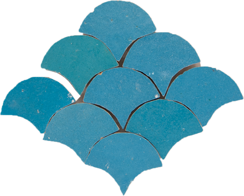 Zellige Bleu Ciel Poisson Echelles 5x5cm