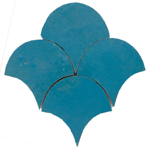 Zellige Bleu Ciel Poisson Echelles 10x10cm