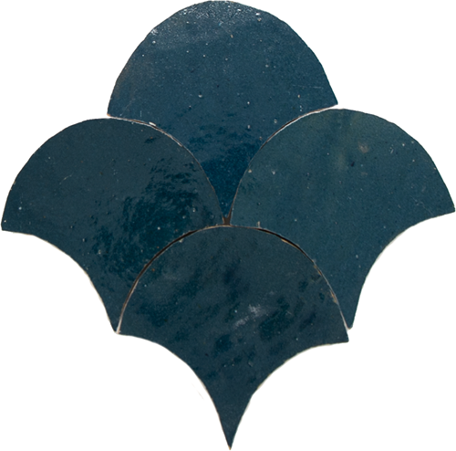 Zellige Bleu Marine Poisson Echelles 10x10cm