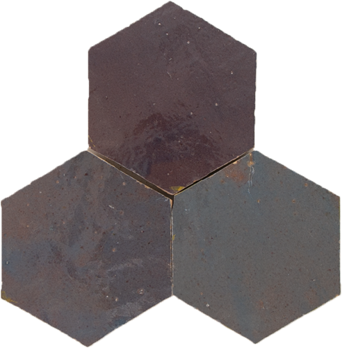 Zellige Gris Aubergine Hexagone