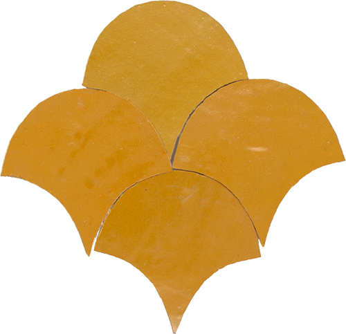 Zellige Jaune Poisson Echelles 10x10cm