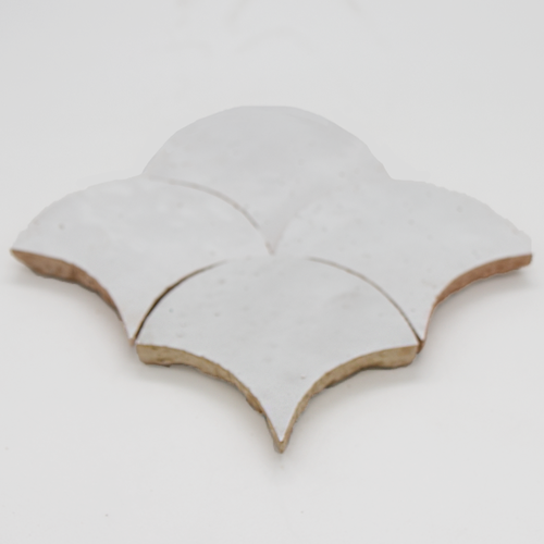 SAM Zellige Neige Blanc Poisson Echelles 10x10cm