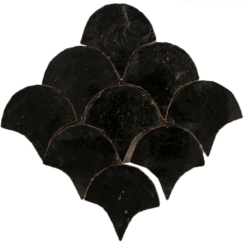 Zellige Noir Poisson Echelles 5x5cm