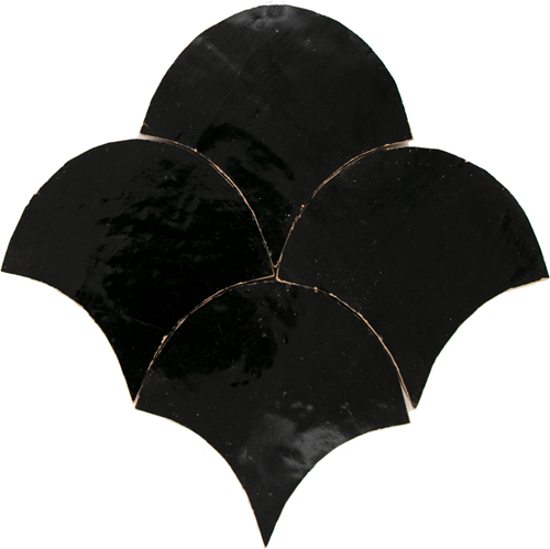 Zellige Noir Poisson Echelles 10x10cm