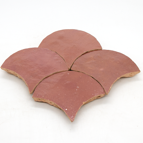 SAM Zellige Rose Rouge Poisson Echelles 10x10cm
