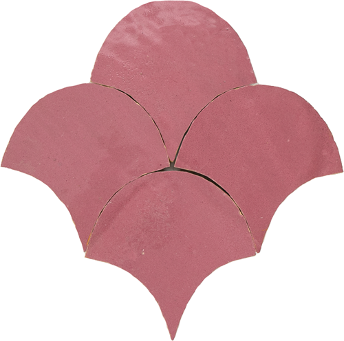 Zellige Rose Vieux Poisson Echelles 10x10cm