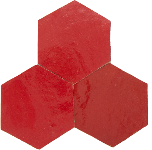 Zellige Rouge Sang Hexagone