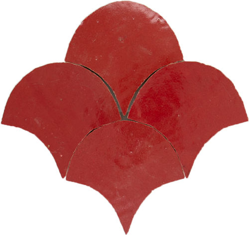 Zellige Rouge Sang Poisson Echelles 10x10cm