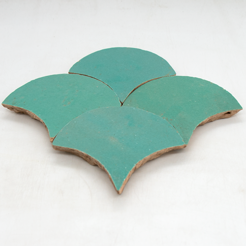 SAM Zellige Vert Turquoise Poisson Echelles 10x10cm