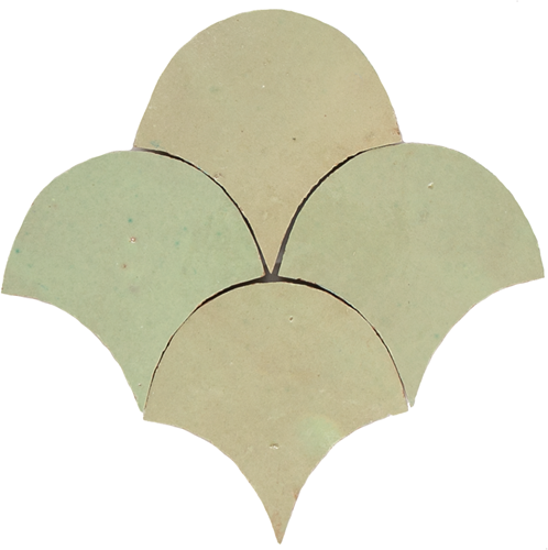 Zellige Vert Vieux Poisson Echelles 5x5cm